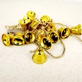 Golden Christmas bells with embossed floral patterns and golden bead chains - 2.1M Gold Plated Bell Chain (PS-048)