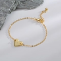 Bracelet coeur doré minimaliste avec lettre A gravée et chaîne à billes ajustable - Lettre A