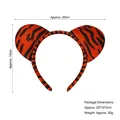 Cerchietto con orecchie di tigre in peluche con strisce arancioni e morbido tessuto per costumi - Cerchietto Orecchie di Tigre Arancione Nero Morbido Imbottito