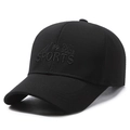 Black outdoor baseball cap with embroidered sports lettering and mountain design - Adjustable / Sport Logo Black (Black Embroidery)