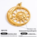 Gouden zon en maan hanger van roestvrij staal met afmetingen 29,32 mm en 3,56 g - Zon en Maan Holle Stijl (PJ91370)
