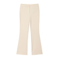 Platliggende weergave van een crème flared pantalon met elegante snit en verfijnd silhouet - XS / Crèmewit Broek