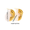 Detail showing dimensions and weight of multi-layered golden geometric hoop earrings - Gold Multilayer Arc Hoop Earrings