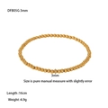 Detail showing 3mm gold beads stainless steel elastic bracelet with size specifications - 3mm / Gold