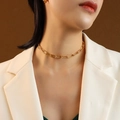 Chic gold-toned stainless steel paperclip chain necklace for women in a minimalist style - Paperclip Chain / Gold Short Chain