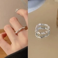 Minimalistischer Silberring mit einzigartigen unregelmäßigen geometrischen Texturen - Gebrochenes Silber Elastischer Ring