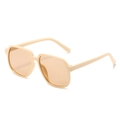 Vintage macaron beige square sunglasses with light orange lenses for a stylish retro look - Beige Frame Light Tea Lens