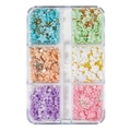DIY 3D floral nail art charms set with resin flowers and pearls in storage box - Style 1