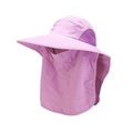 Quick-dry purple sun hat with neck flap and face mask for outdoor fishing and hiking - M (56-58cm) / Purple