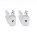Orecchini a perno rettangolari argentati con cristallo blu e incastonatura a stella - Quadrato (599-05B) / Orecchini Quadrati (Strass Blu - Colore Acciaio)