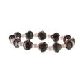 Close-up of vintage beaded bracelet with striped ceramic shells and pink pearls - Imitation Pearl + White Blue Red Shell