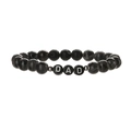 8mm Tigerauge Steinarmband für Herren mit DAD Buchstabenperlen als Vatertagsgeschenk - Schwarz-Grau gemischt