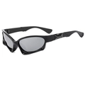 Lunettes de soleil Y2K futuristes avec monture noire et verres gris de style sci-fi - Monture Noire Miroir Argent