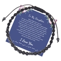 Bracelet code Morse avec pierre de lave noire et carte cadeau avec message I Love You - À ma fille