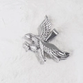 Silver eagle pendant with detailed feather texture for DIY necklace and jewelry making - Eagle / Steel
