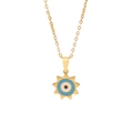 Goldene Sonnenkette mit blauem Evil-Eye-Anhänger an einer minimalistischen O-Kette - Sonne Evil Eye (2#)