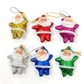 Set of 6 colorful glitter Santa Claus ornaments with golden hanging strings for Christmas trees - 4.8CM Colored Sequin Santa Claus (6Pcs) (PS-009)