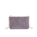 Sparkly rhinestone envelope clutch bag in pink and silver with gold chain strap - Pink (Gold Chain)