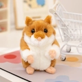 Standing hamster plush doll in brown and white finish with realistic beaded eyes - Realistic Hamster / 13cm