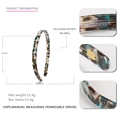 Minimalist 1cm tortoiseshell cellulose acetate headband with anti-slip inner teeth and size specs - Floral Green