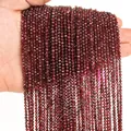Macro detail of 3mm dark red faceted garnet beads showing natural stone texture - 3mm (38cm, Approx. 120 Beads) / Garnet