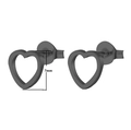 Minimalist matte black heart stud earrings in stainless steel with 7mm height measurement - Solid Heart / Black