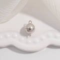 Macro view of a spherical S925 sterling silver magnetic clasp for jewelry DIY bracelets - Style B: Silver Color 8mm