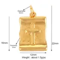 Miniature gold plated copper scroll pendant with embossed cross for DIY jewelry making - Vintage Cross Scroll (L169016)