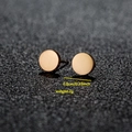 Polished round stainless steel stud earrings in gold finish with 0.6cm diameter size - 006 Rose Gold Round