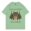 Light green T-shirt with Alligator Alcatraz graphic and comfortable crew neck design - Bean Green