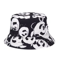 Unisex sun bucket hat with all-over black and white panda print in soft canvas material - M (56-58cm) / Black and White Panda Pattern (M322—2)