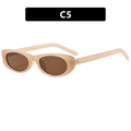 Retro oval cat-eye sunglasses with translucent champagne frames and brown lenses - Jelly Tea Frame Tea Lens