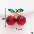 Detail view of crystal cherry charm showing 2.4cm x 2cm dimensions and 7g weight - D949 Gem Cherry