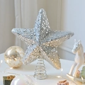 Elegant silver star tree topper with glitter sequins and a conical spring base for Christmas - Silver Large Sequin Tree Topper Star 20cm Wide