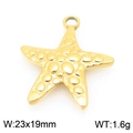 Golden starfish pendant charm in stainless steel for DIY jewelry, size 23x19mm - Gold Sea Star (KLJ9954-Z)
