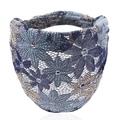 Ethnic wide lace headband with dark blue and gold floral patterns for women - Dark Blue