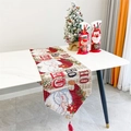 Christmas cotton table runner with Santa design, red plaid patterns and red tassels - 14# Santa Claus HO HO HO
