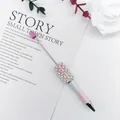 DIY beaded ballpoint pen with pink pearls, sparkling rhinestones and gradient glitter finish - 3-Color Gradient Rose White Pink