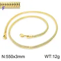 3mm wide golden stainless steel square snake chain necklace, 550mm length in sleek finish - Gold 550x3mm(KN203640-Z)
