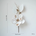 Artificial white magnolia flower branch with gold glitter details and dimensions 48cm height - White
