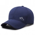 Casquette baseball bleu marine avec broderie de montagne et design structuré en sergé - Réglable / Bleu marine