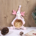 Detailed close-up of pink reindeer candy basket with hand-woven bamboo textures - Candy Basket (Reindeer)