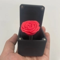 Rosa rossa stampata in 3D con molla in una confezione regalo magnetica nera - Grande Scatola Sorpresa Rosa