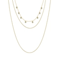 Collana bohémien a tre strati in oro con ciondoli a cuore e dettagli in zircone - Cuore a 3 strati a strati / Oro