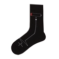Black cotton crew socks featuring red battery icon and heartbeat graphic patterns - 18 (Battery Low/Charging)