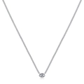 Collana in argento sterling S925 da donna con ciondolo solitario in diamante ovale - Argento 925 / Argento 925