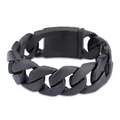 Matte black stainless steel Cuban link bracelet for men with industrial rectangular clasp - Black Sand Surface (KB43720-D)