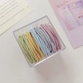 Fünferset farbige geflochtene Haargummis in einer transparenten Aufbewahrungsbox - Macaron Farben in Box (50 Stück/Packung)