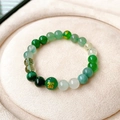 Elegant green agate beaded bracelet with traditional gold character charm on jewelry tray - No. 76 Green Exquisite Gift Box (No. 76 Bracelet - Green - Gift Box)