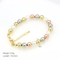 Detail view of 8mm tricolor beads and pearl bracelet with 18+5cm length and 8.8g weight - 8mm / Tricolor Mixed (DB240910-A)